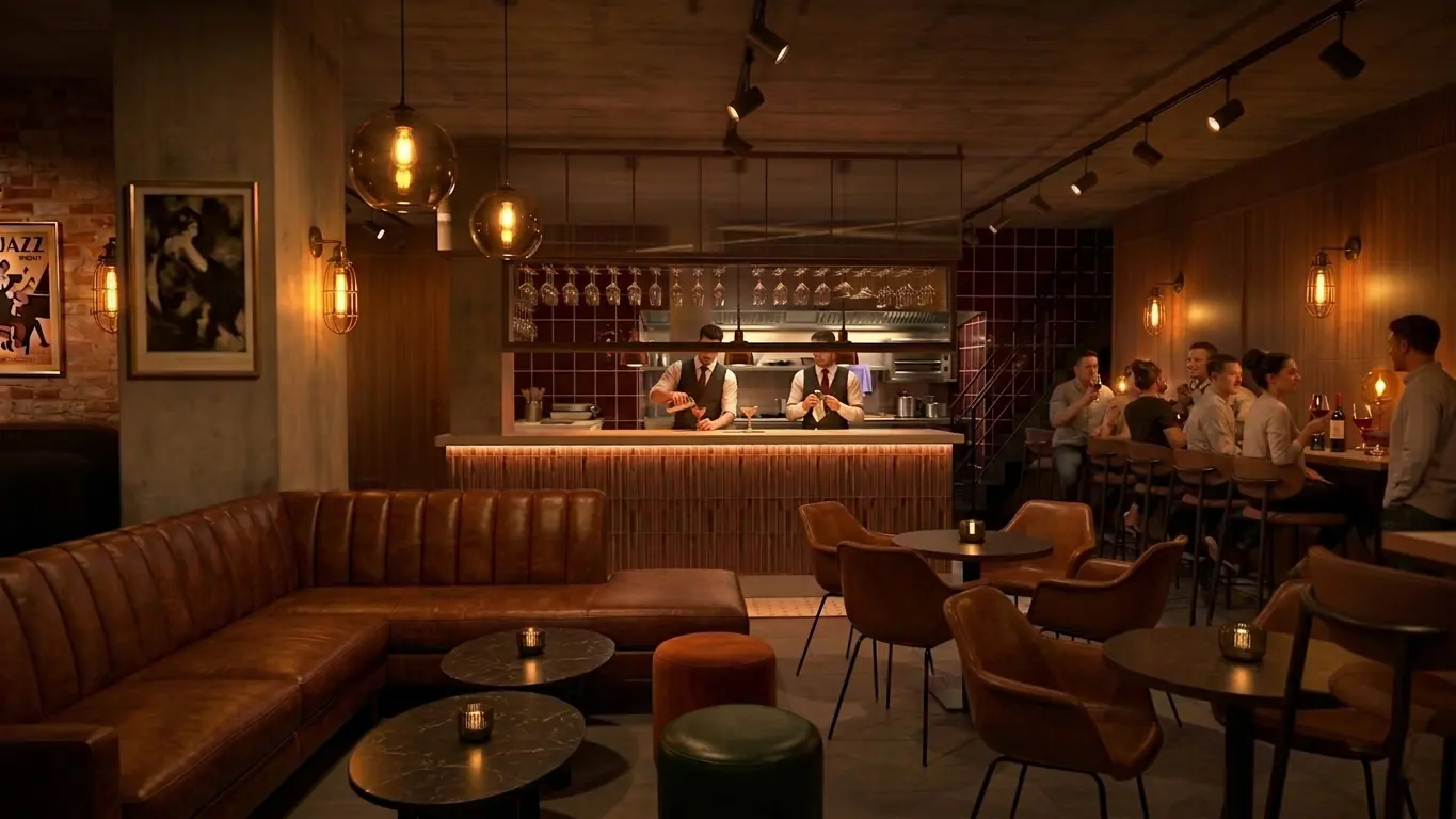 The bar after dark