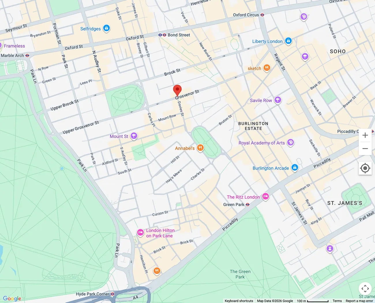 Map of No.1 Princes St locations across London