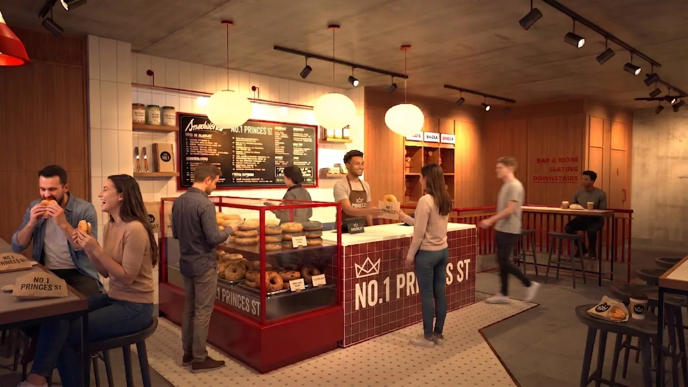 Inside the No.1 Princes St bagel shop